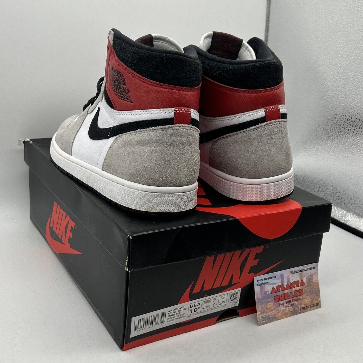 Size 10.5 - Jordan 1 Retro High OG Smoke Gray 2020 Black White Grey Red Leather