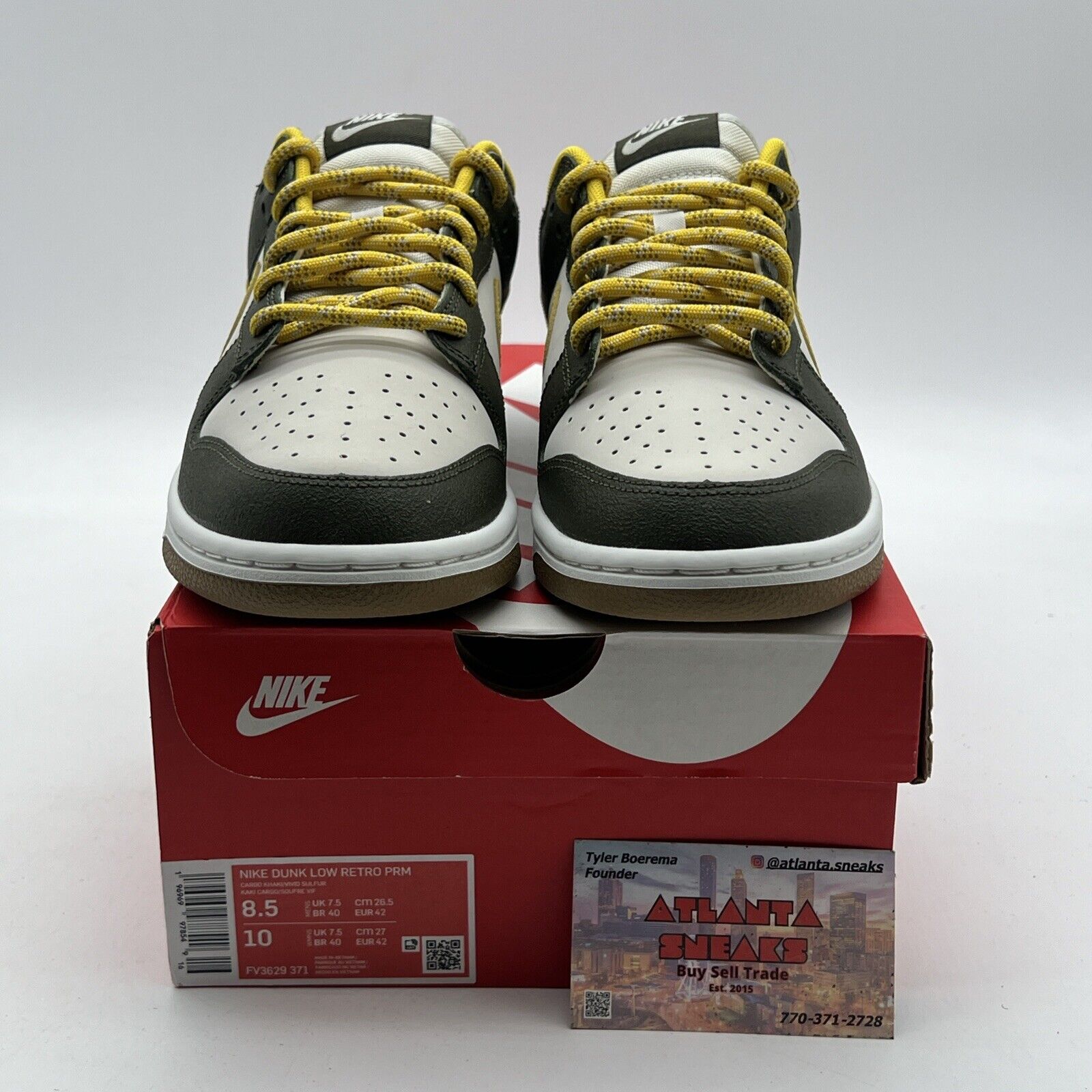 Size 8.5 - Nike Dunk Premium Low Cargo Khaki Vivid Sulfur (FV3629-371)