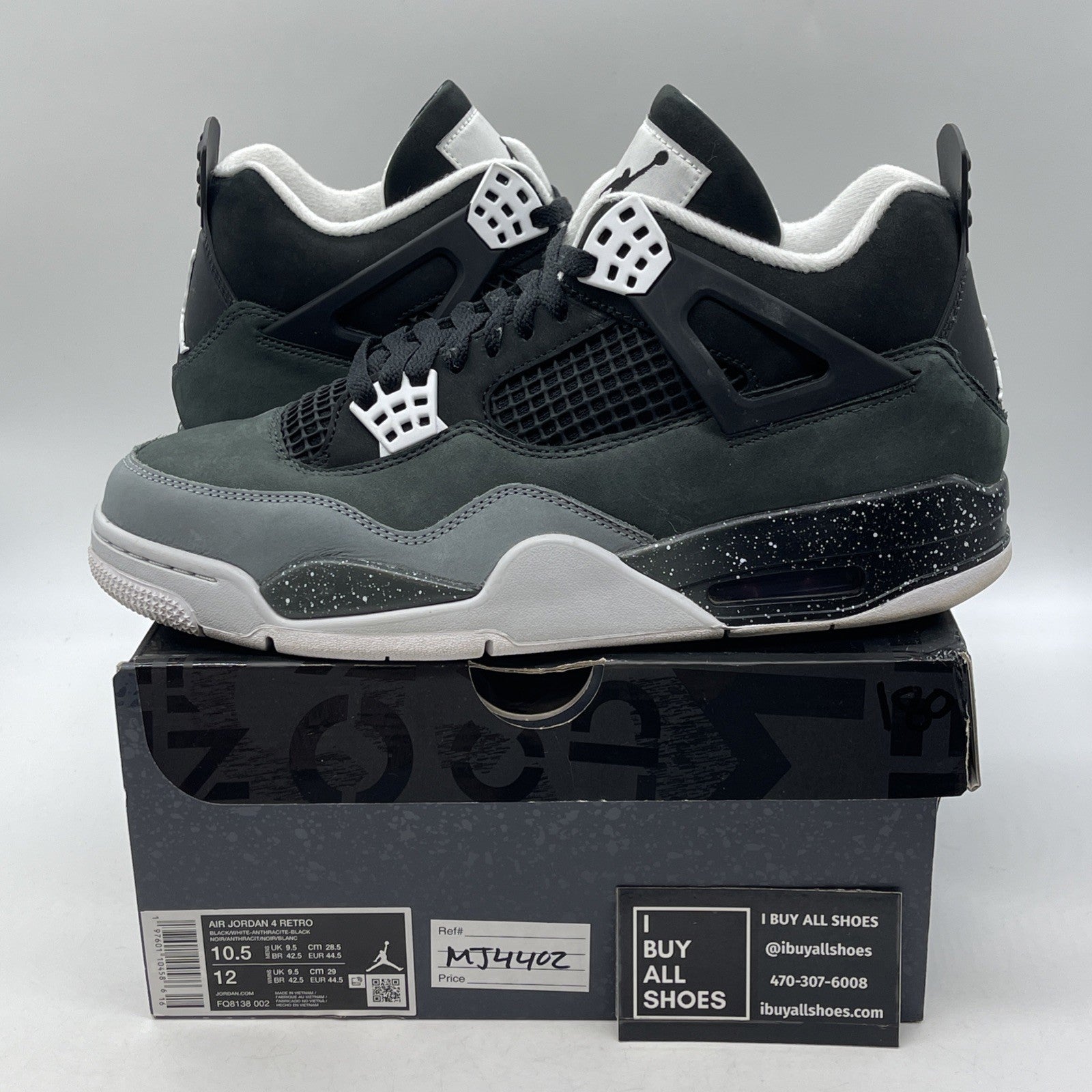 Size 10.5 - Air Jordan 4 Retro 2024 Fear Grey Black Suede (FQ8138-002)