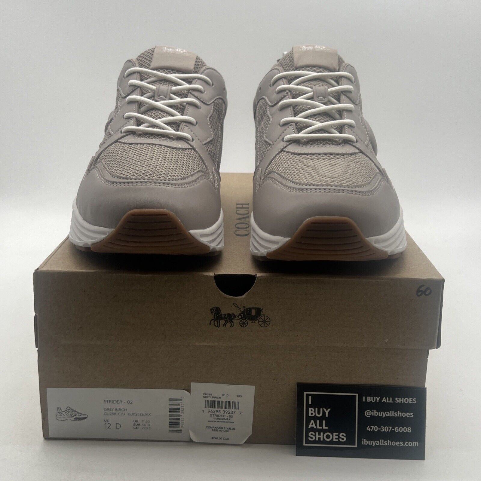 Size 12 - Coach Women’s Strider Sneaker Grey Birch CP837. NIB