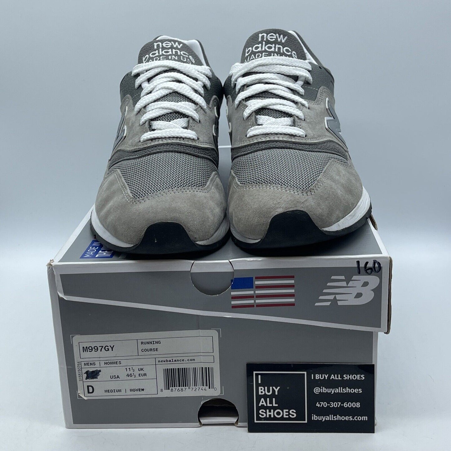 Size 11 - New Balance 997 Made In USA Grey White Suede Leather (M997GY)