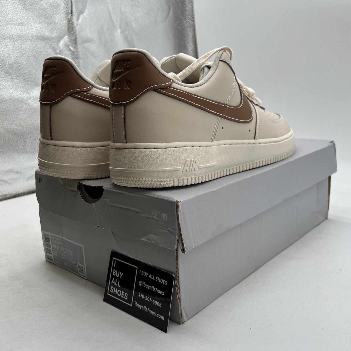 Size 11.5 - Nike Air Force 1 '07 Low Pearl White British Tan (IB8865-221)