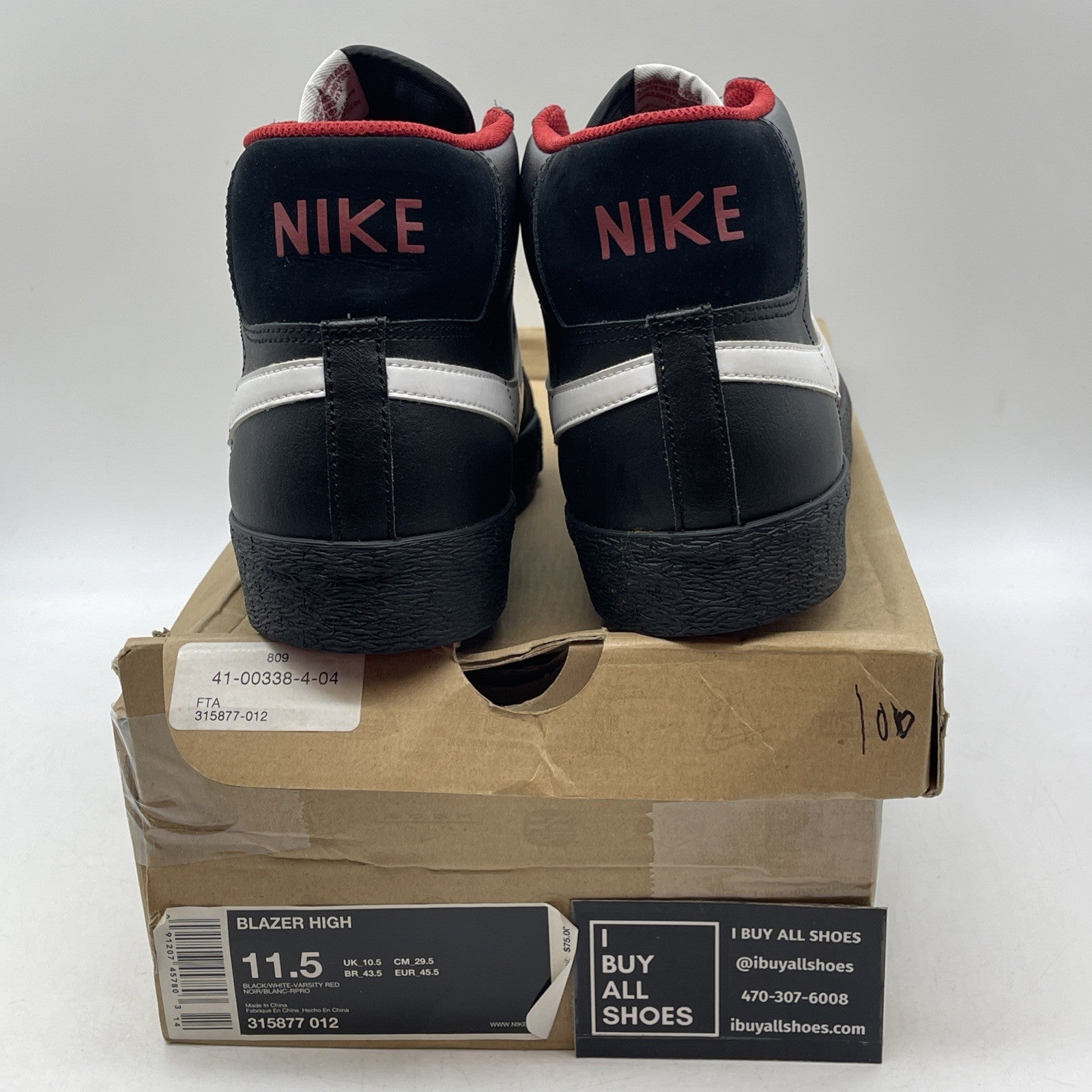 Size 11.5 - Nike Blazer High Black (315877-012)