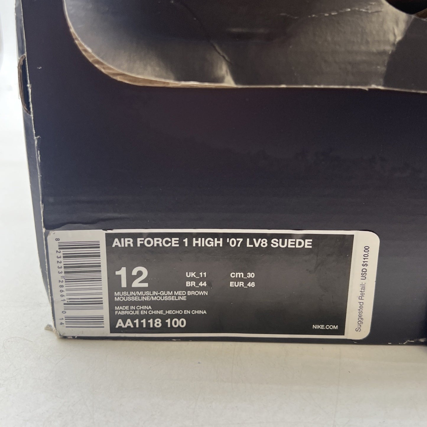 Size 12 - Nike Air Force 1 07 LV8 Suede High Mushroom (AA1118-100)