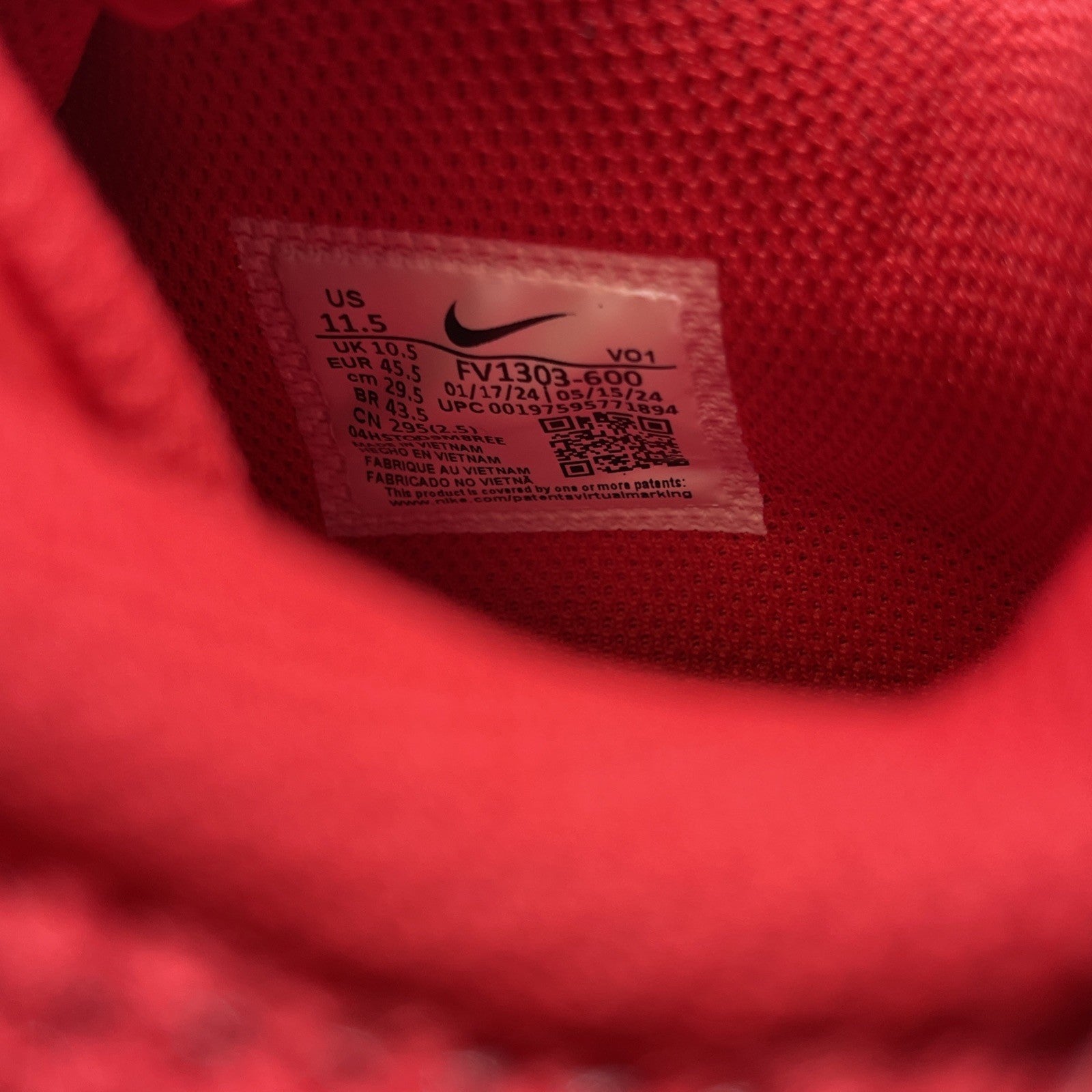 Size 11.5 - Nike Ja 1 TB Basketball Shoes University Red White (FV1303-600)