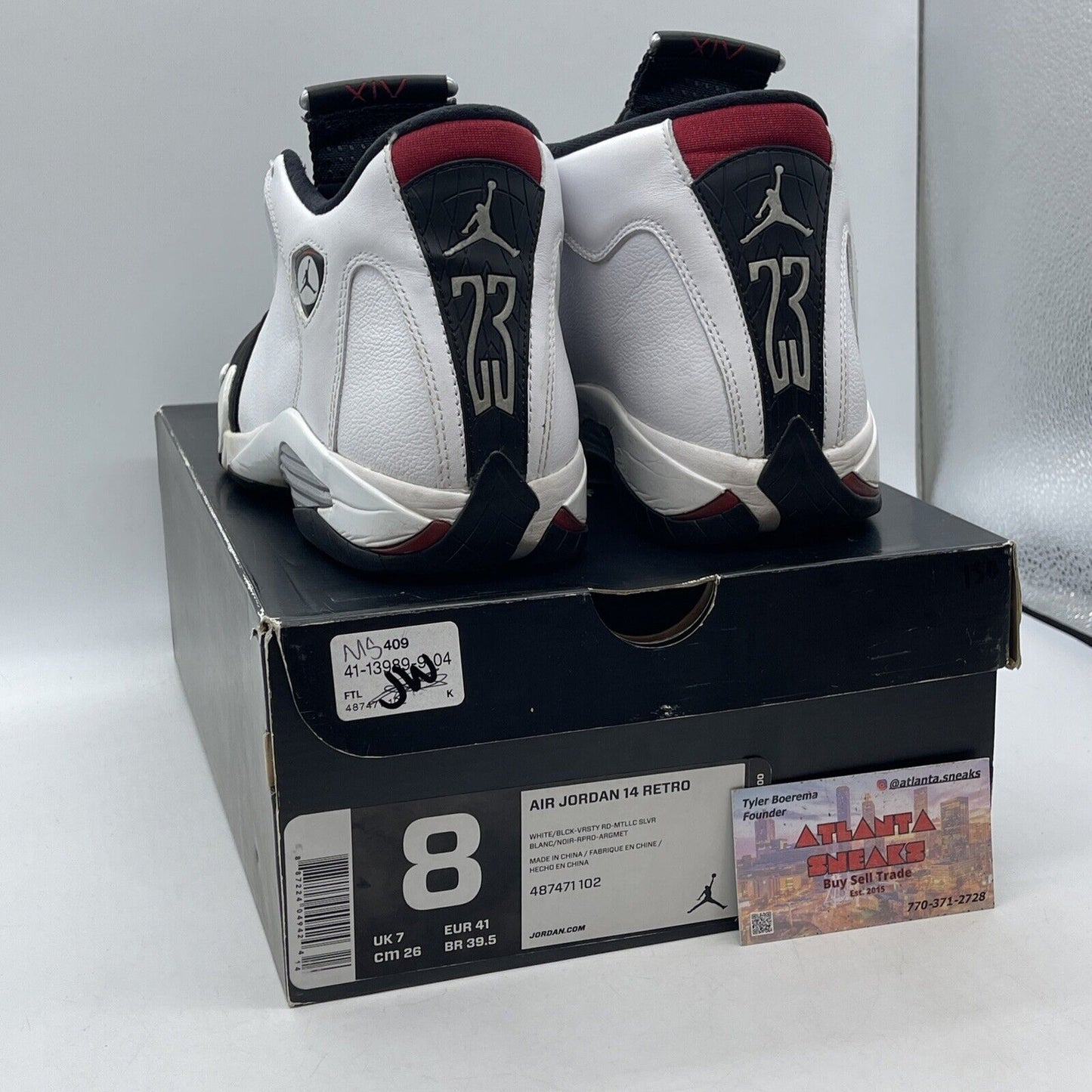 Size 8 - Air Jordan 14 Retro 2014 Black Toe White Leather Suede (487471-102)