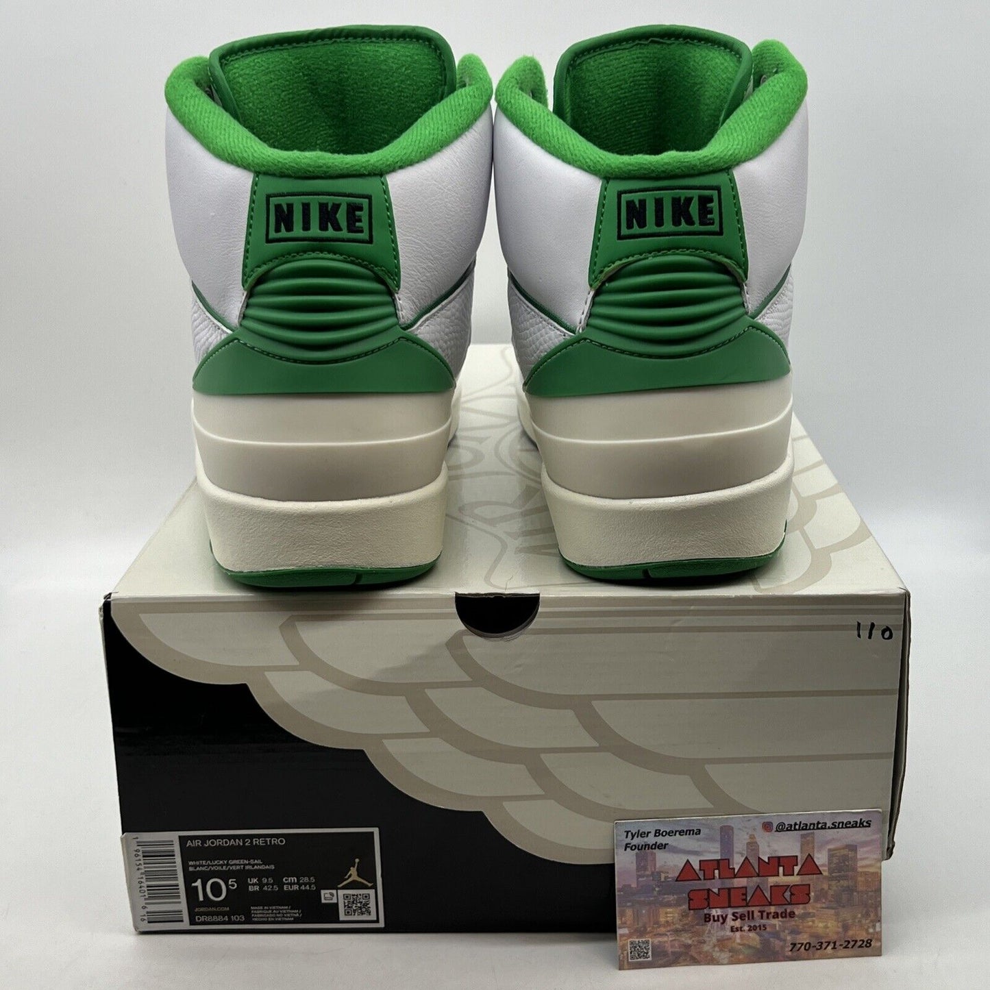 Size 10.5 - Jordan 2 Retro Lucky Green White Grey Leather (DR8884-103)