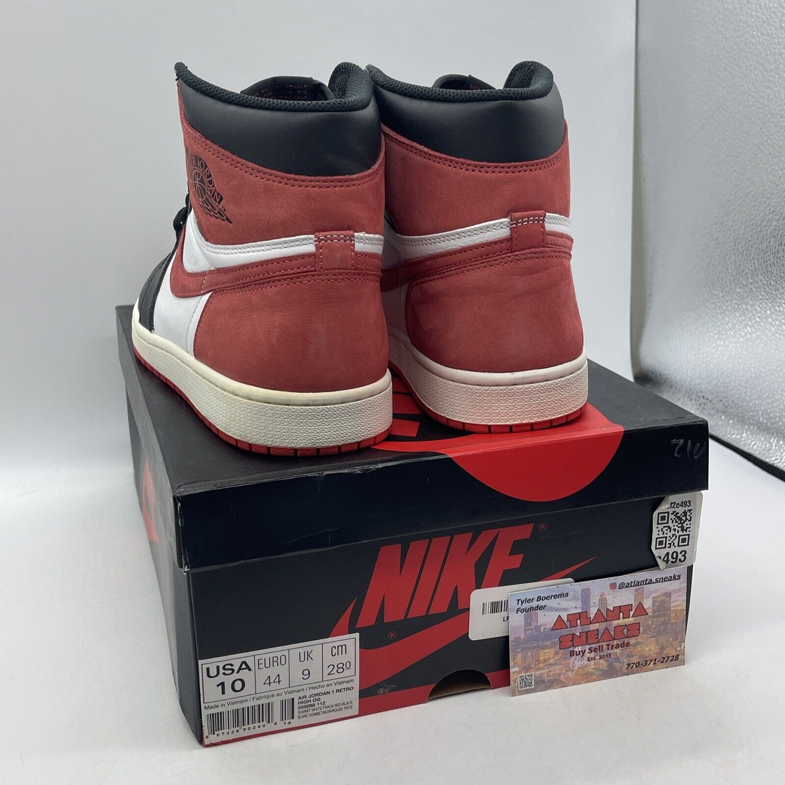 Size 10 - Air Jordan 1 Retro OG High Best Hand in the Game - Track Red Black