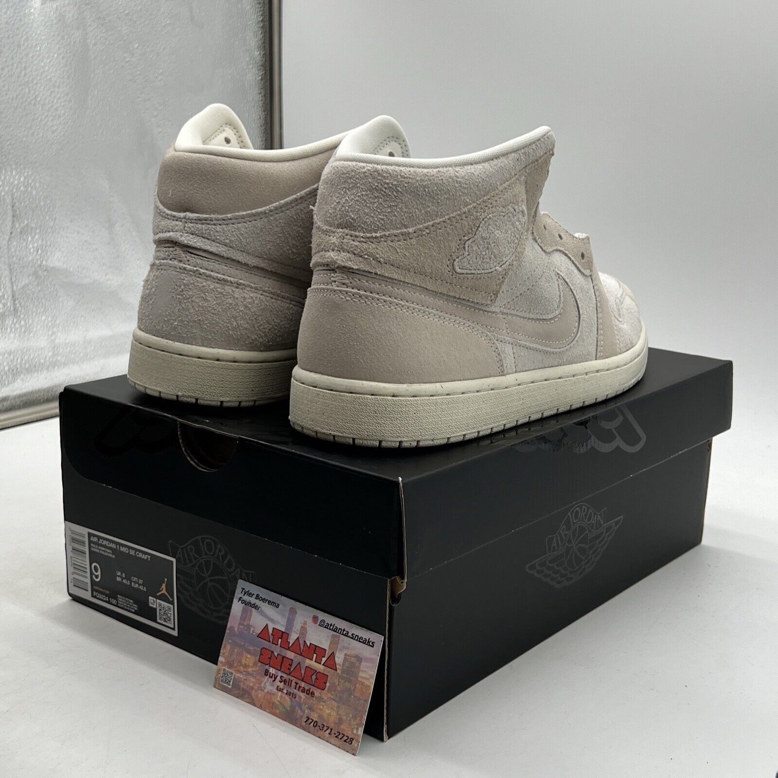 Size 9 - Air Jordan 1 SE Craft Mid Pale Ivory Suede (FQ3224-100).