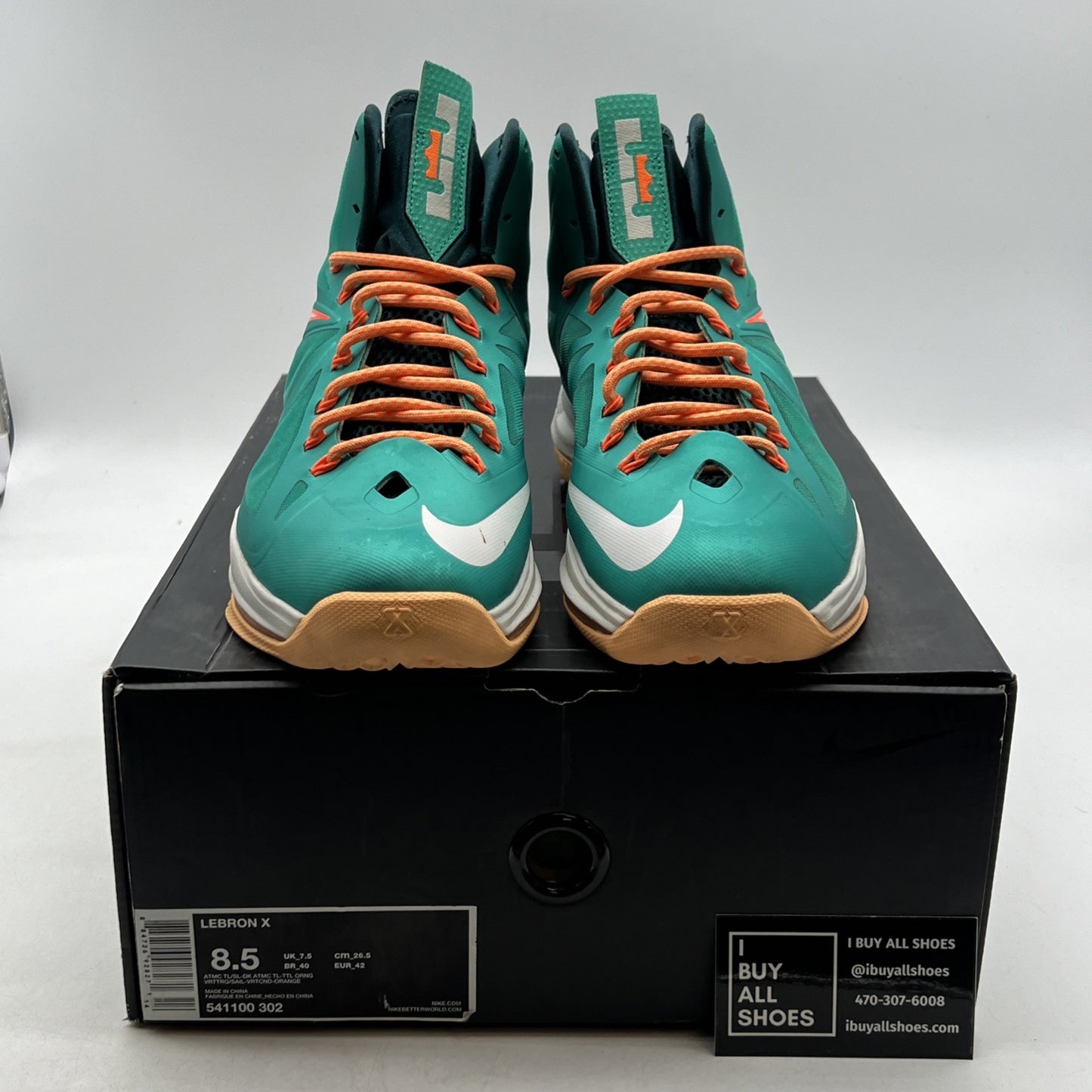 Size 8.5 - Nike LeBron 10 Miami Dolphins (541100-302)