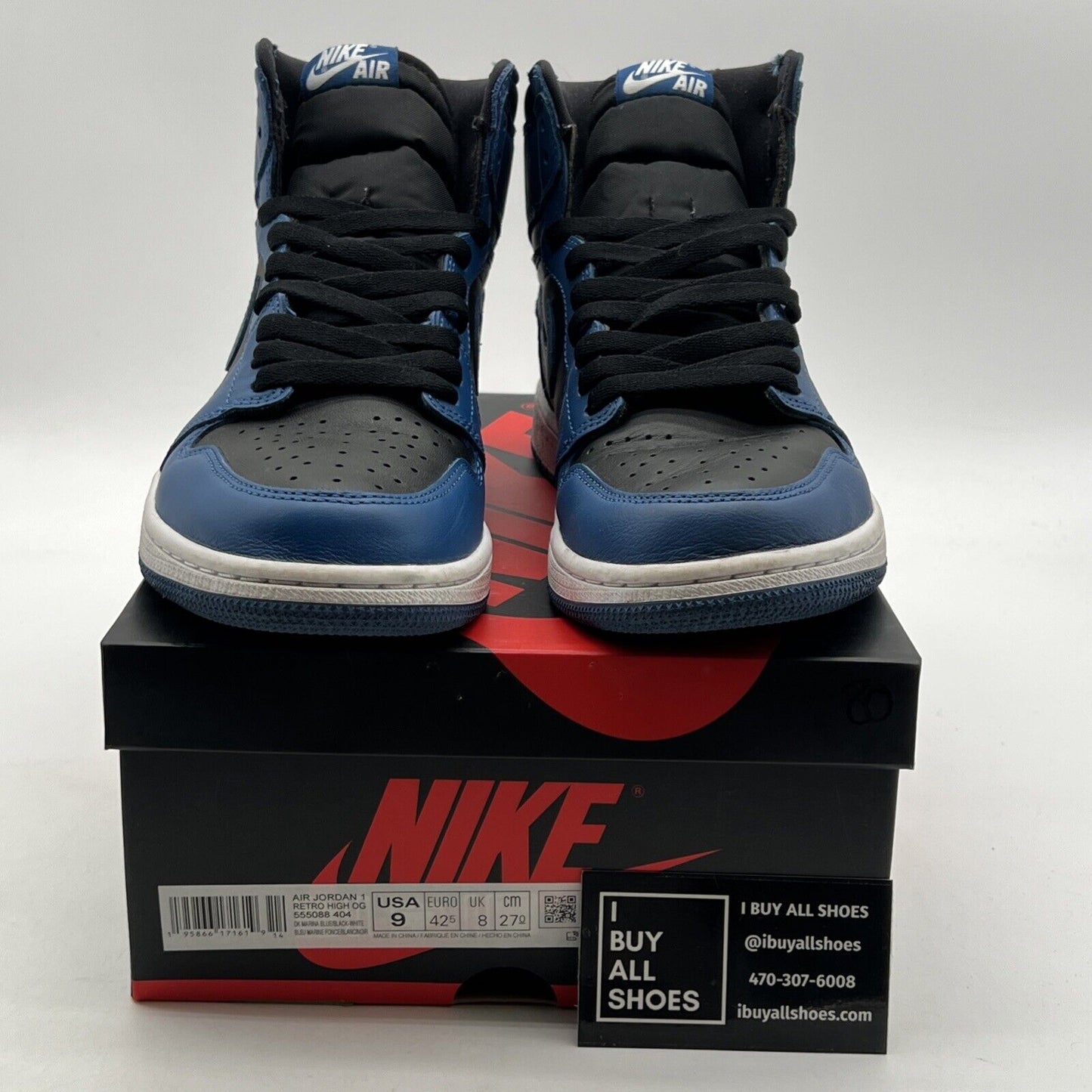Size 9 - Air Jordan 1 Retro OG High Dark Marina Blue (555088-404)
