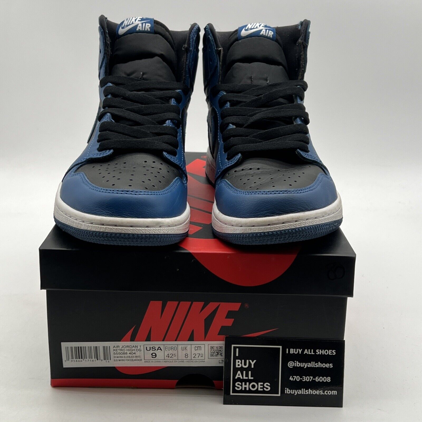 Size 9 - Air Jordan 1 Retro OG High Dark Marina Blue (555088-404)