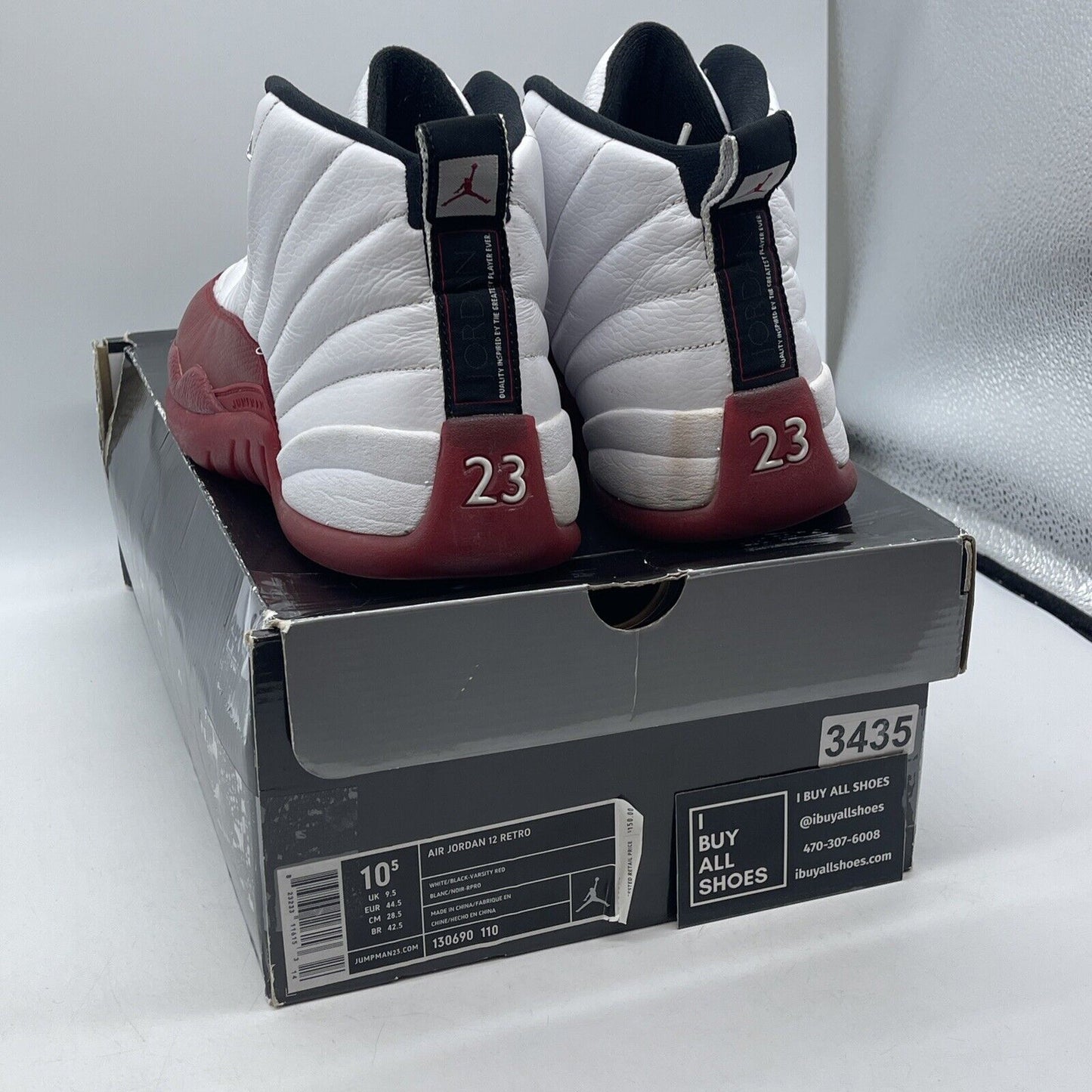 Size 10.5 - Air Jordan 12 Retro 2009 Cherry Black White Leather (130690-110)