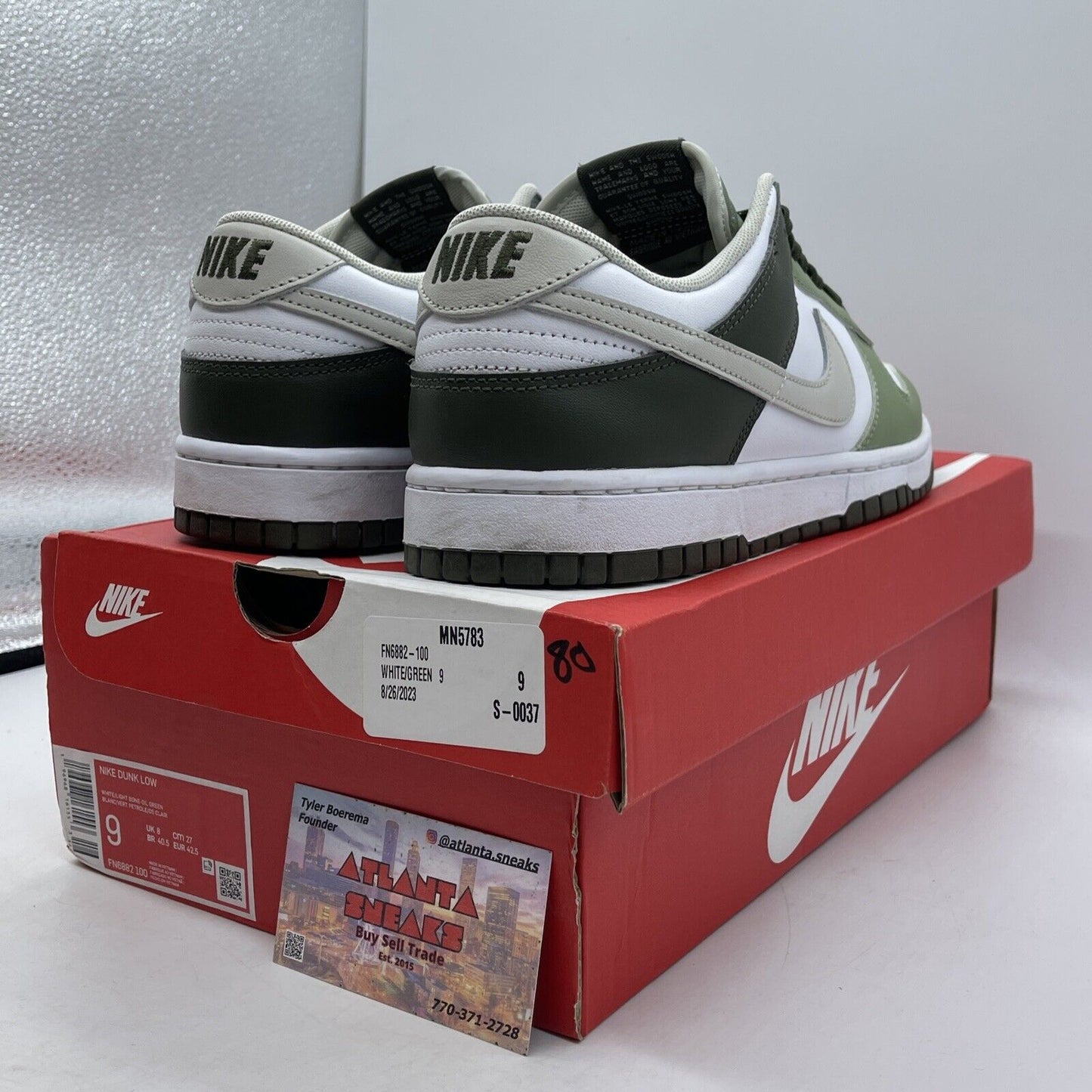 Size 9 - Nike Dunk Low Oil Green Grey White Leather (FN6882-100)