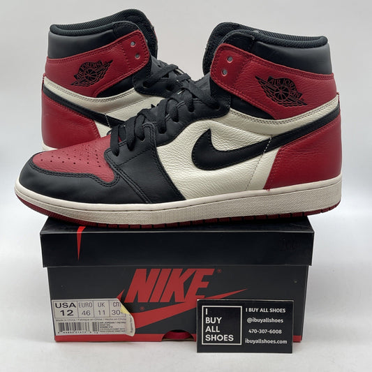 Size 12 - Jordan 1 Retro OG High Bred Toe Black Red Leather (555088-610)
