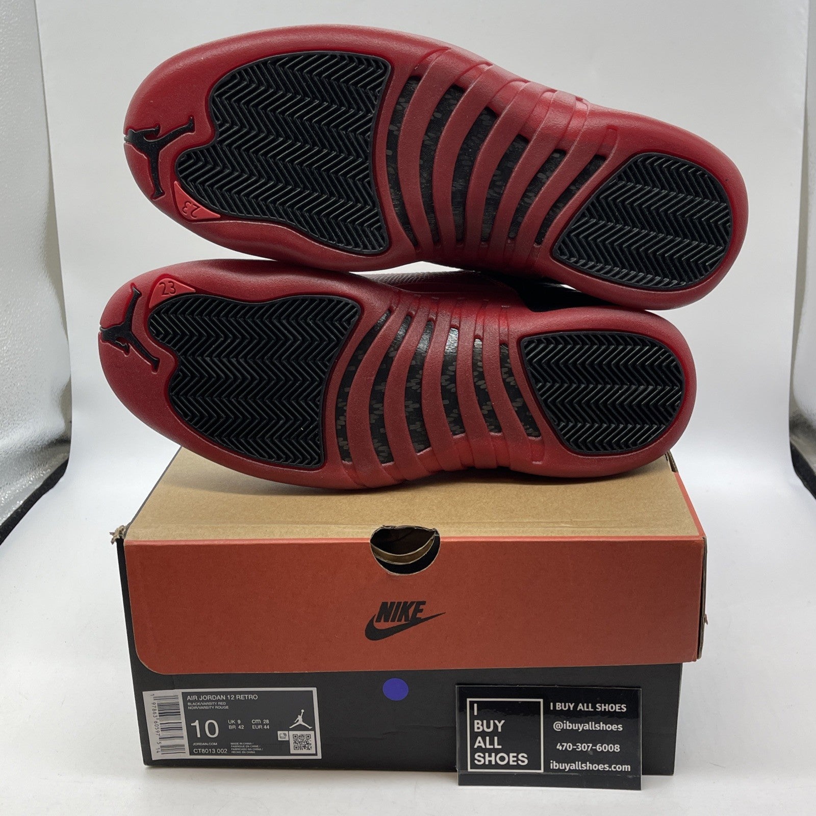 Size 10 - Air Jordan 12 Retro 2025 Flu Game Black Red Leather (CT8013-002)