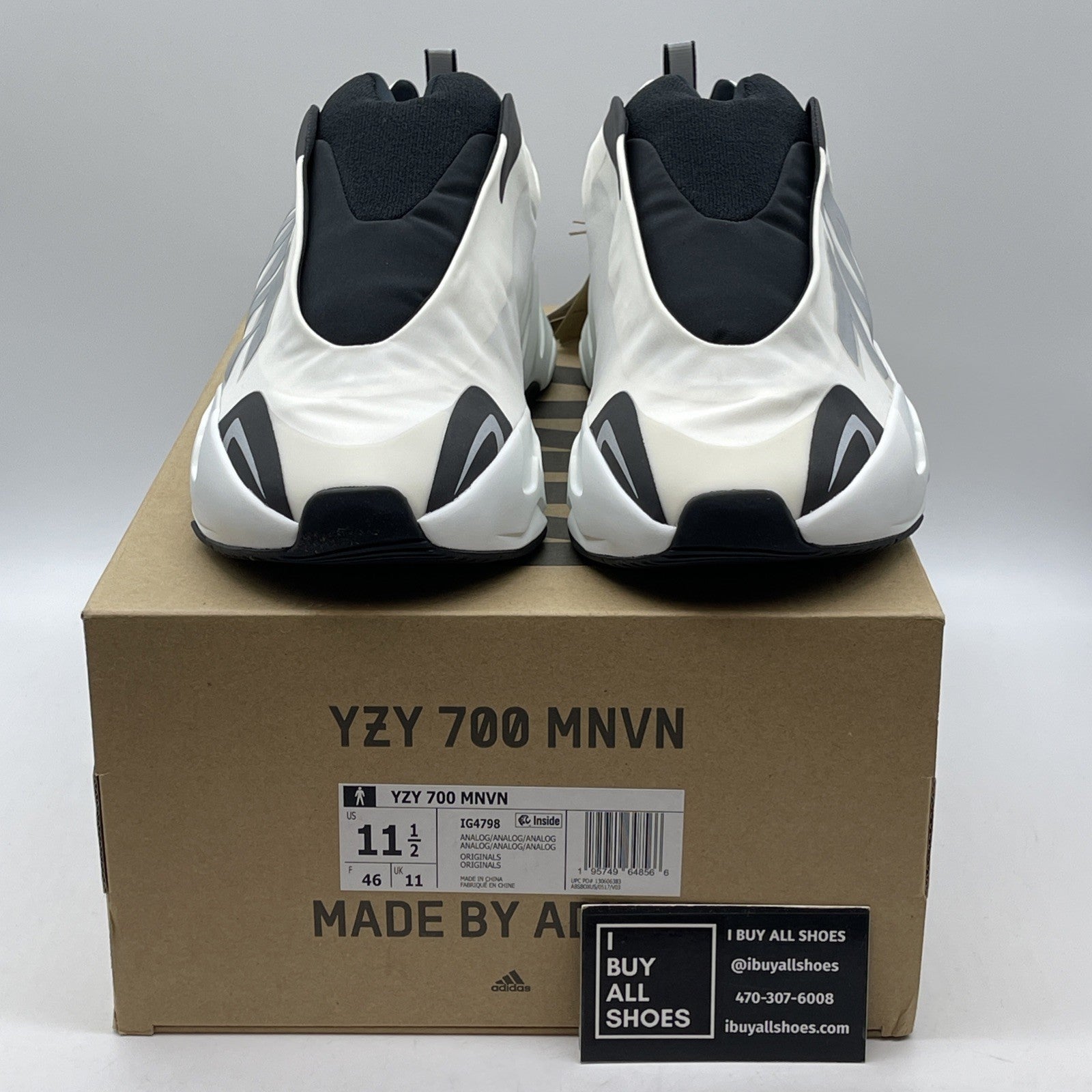 Size 11.5 - adidas Yeezy Boost 700 MNVN Laceless Analog White Black (IG4798)