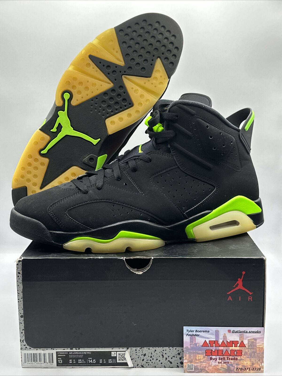 Size 13 - Jordan 6 Retro Electric Green 2021