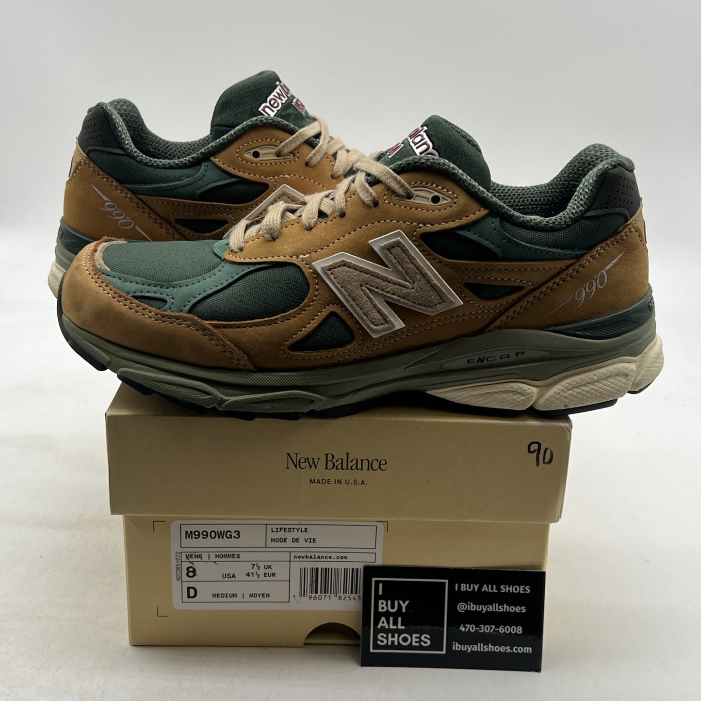 Size 8 - New Balance Teddy Santis x 990v3 Made in USA Tan Green (M990WG3)