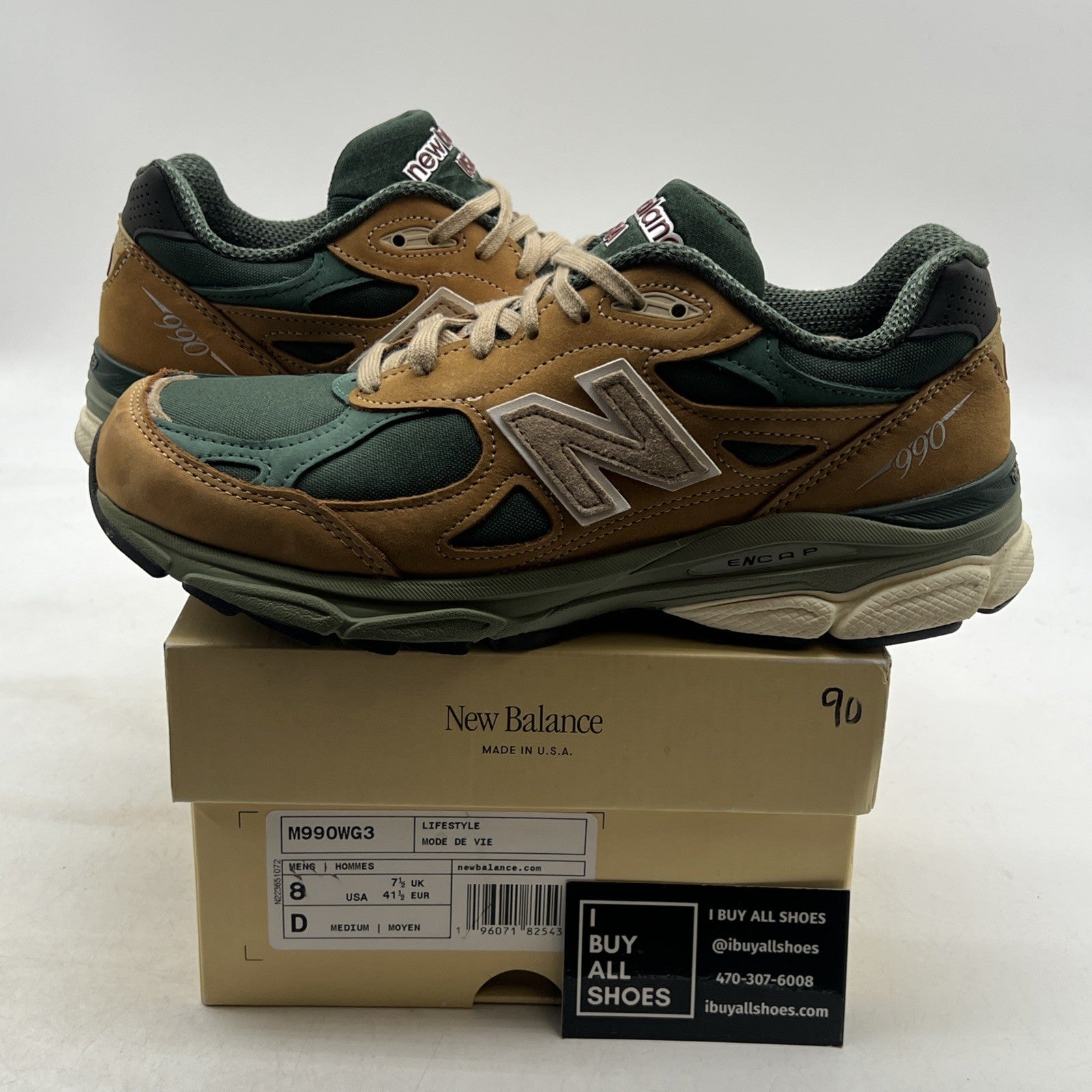 Size 8 - New Balance Teddy Santis x 990v3 Made in USA Tan Green (M990WG3)