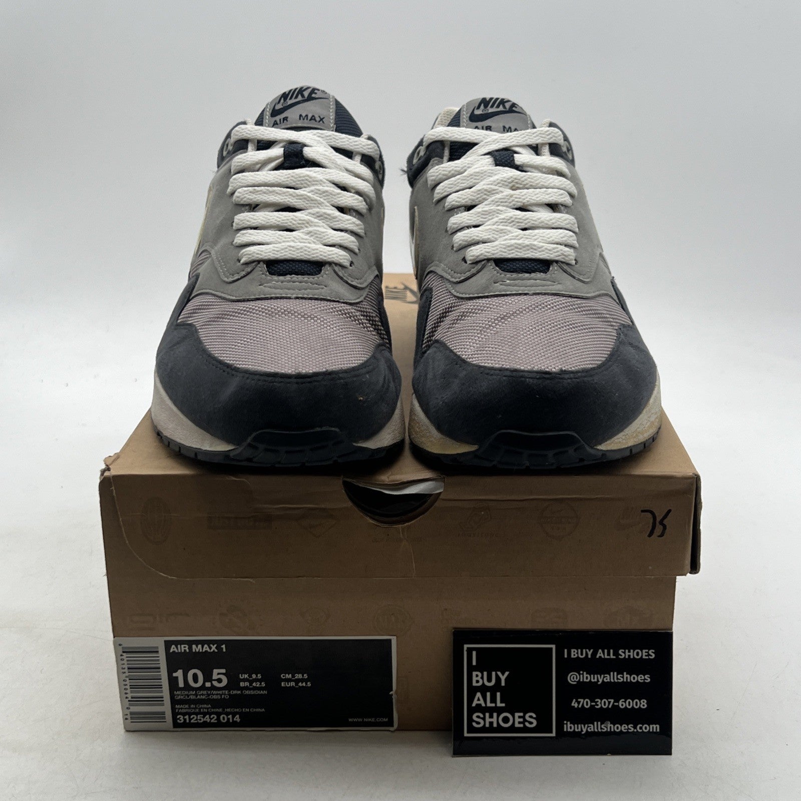 Size 10.5 - Nike Air Max 1 Dark Grey Obsidian (312542-014)