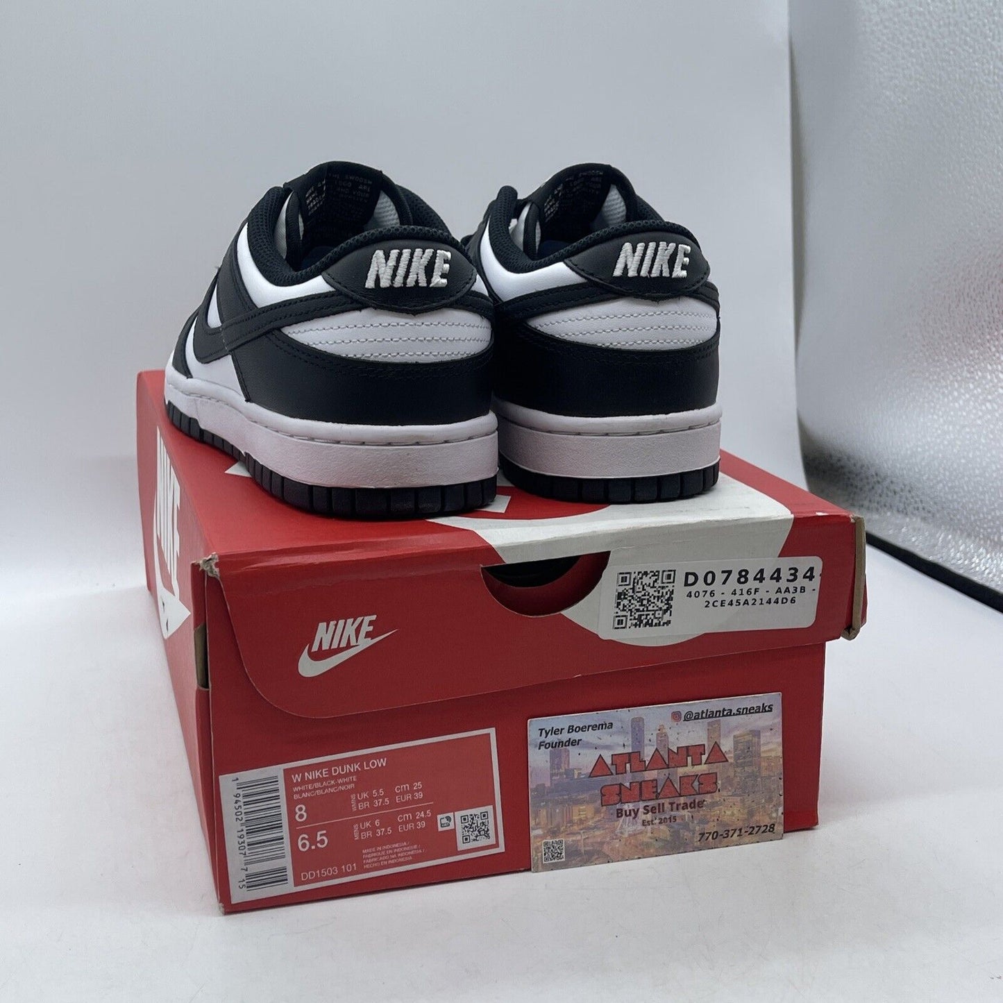 Size 8W - Nike Dunk Low Black White Leather (DD1503-101)