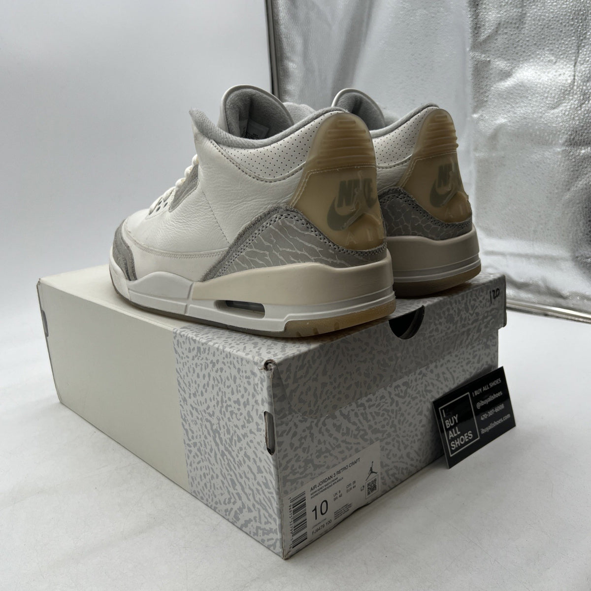 Size 10 - Air Jordan 3 Retro Craft Ivory/Grey White Leather (FJ9579-100)