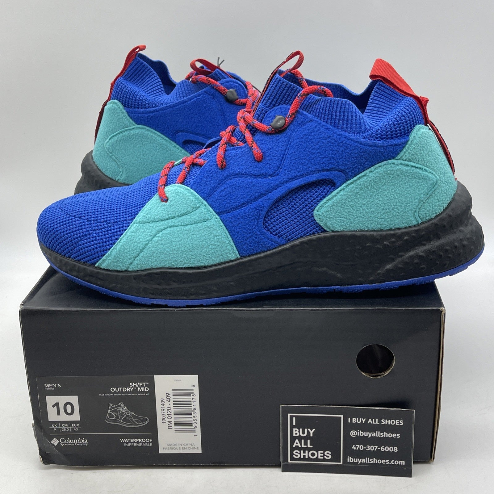 Size 10 - Columbia Mens Atmos X SH FT Outdry Mid Blue Black (1903791-409)