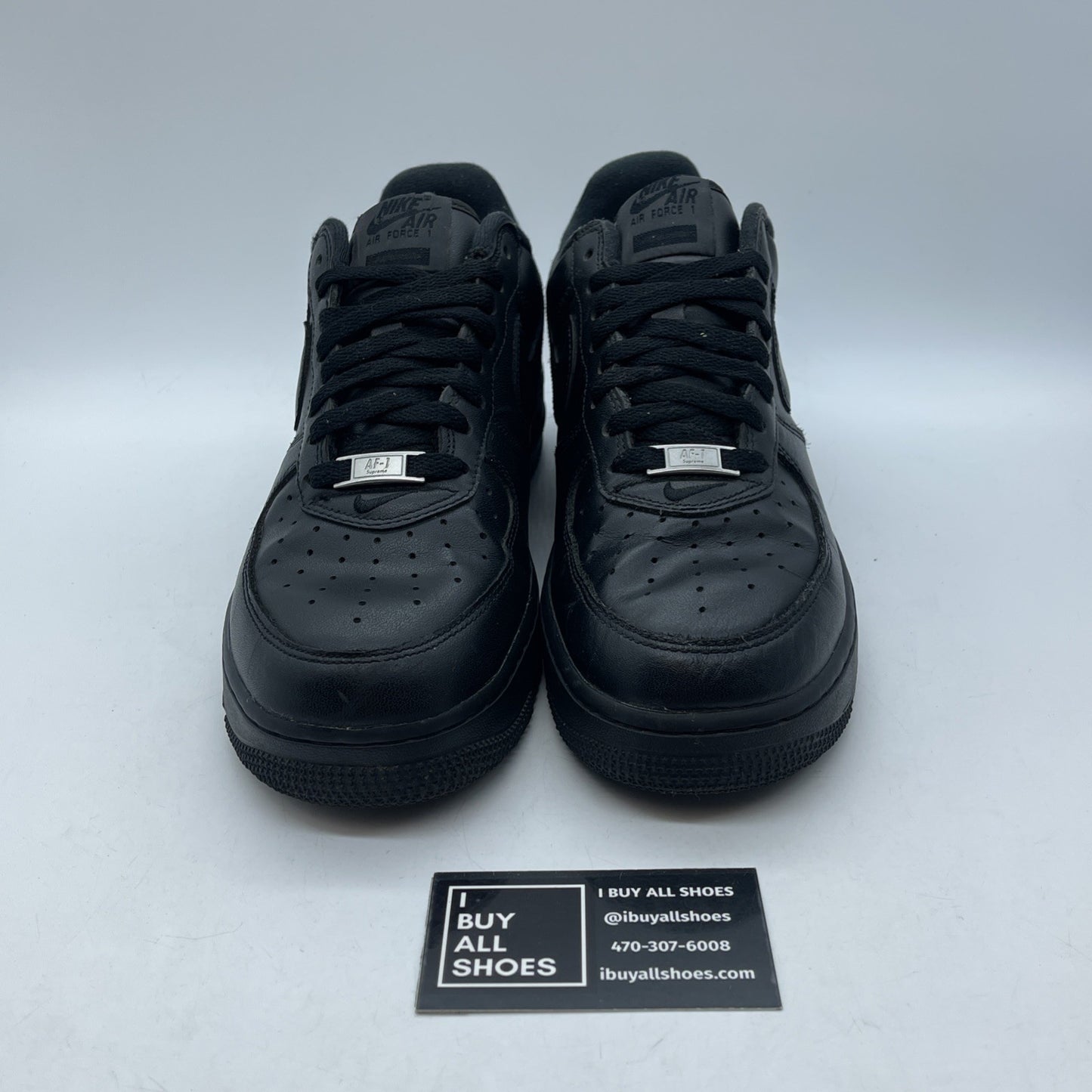 Size 9.5 - Nike Air Force 1 Low x Supreme Box Logo Black Leather (CU9225-001)