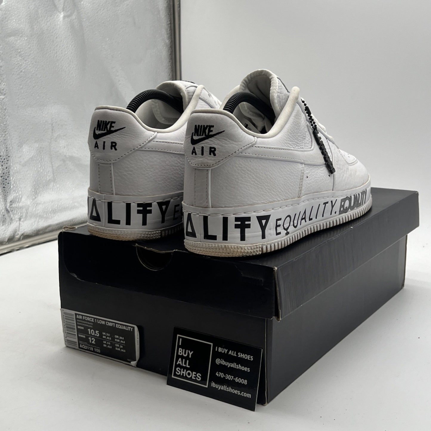 Size 10.5 - Nike Air Force 1 CMFT Low Equality (AQ2118-100)