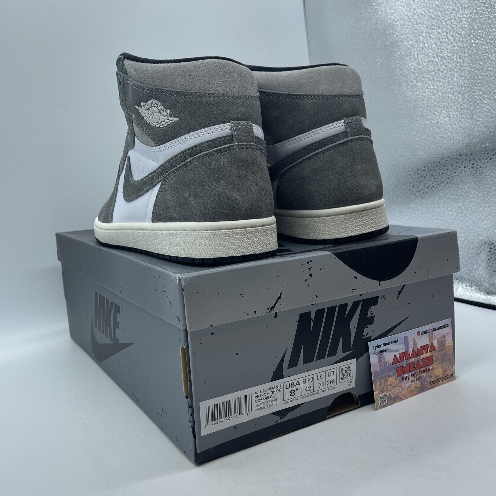 Size 8.5 - Air Jordan 1 Retro OG High Washed Black Grey White Suede (DZ5485-051)