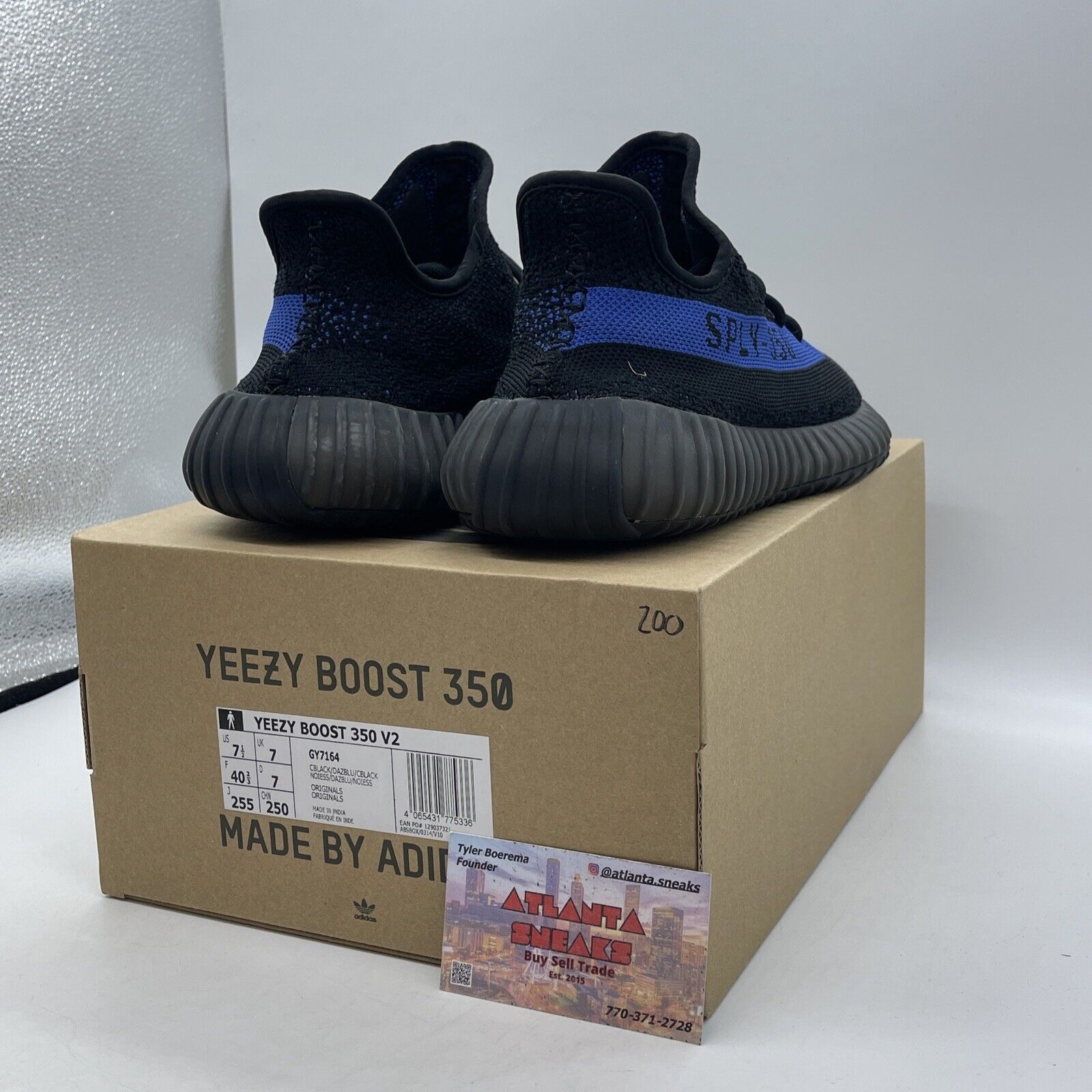 Size 7.5 - adidas Yeezy Boost 350 V2 Low Dazzling Blue Black Suede (GY7164)