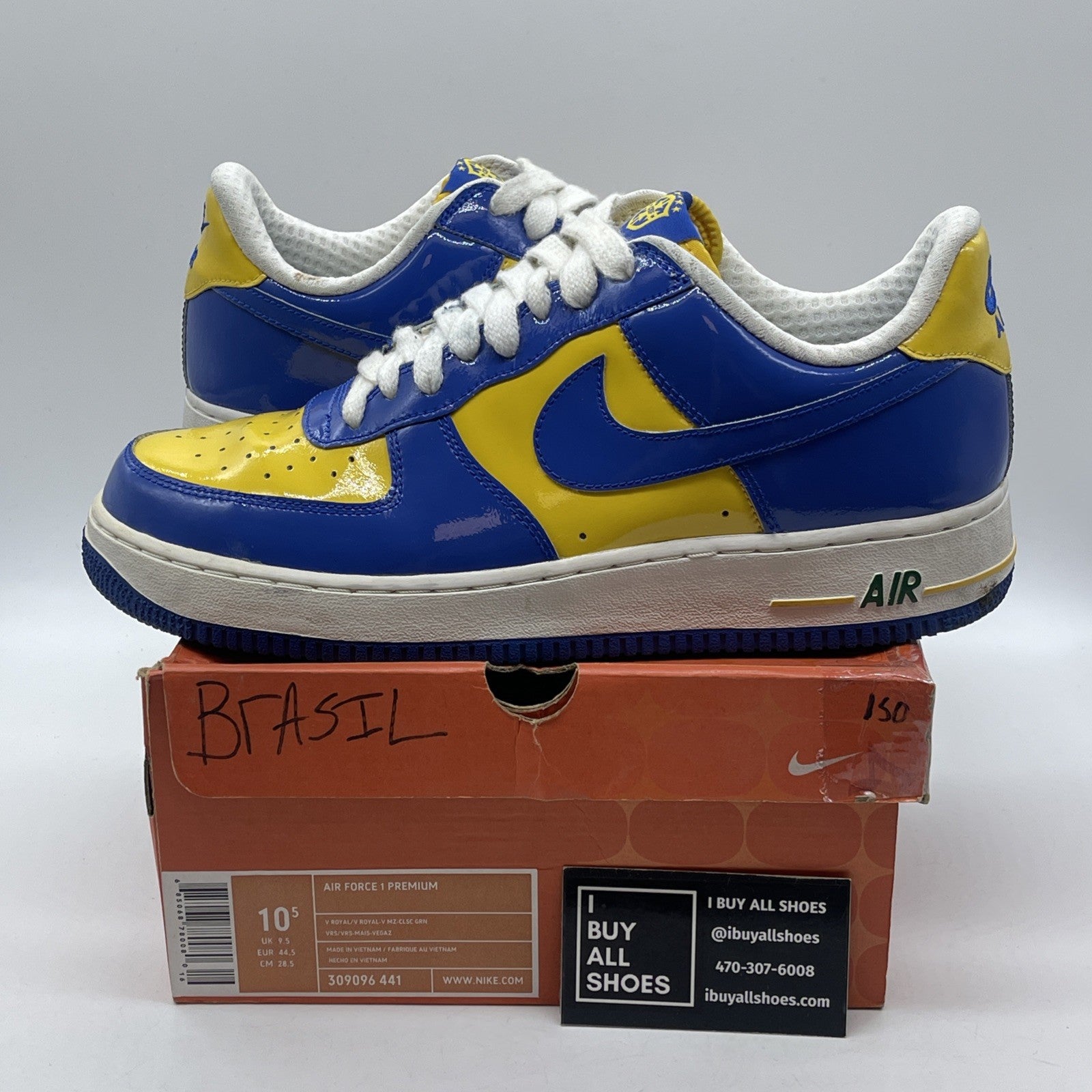 Size 10.5 - Nike Air Force 1 Premium Brazil World Cup Leather (309096-441)