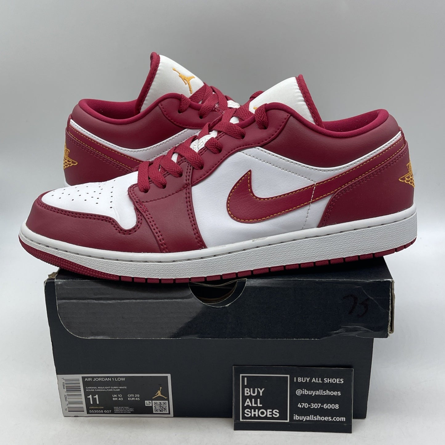 Size 11 - Air Jordan 1 Low Cardinal Red 2022 (553558-607)