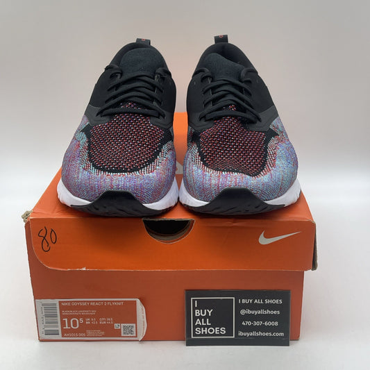 Size 10.5 - Nike Odyssey React Flyknit 2 Black Multi Blue Suede (AH1015-005)