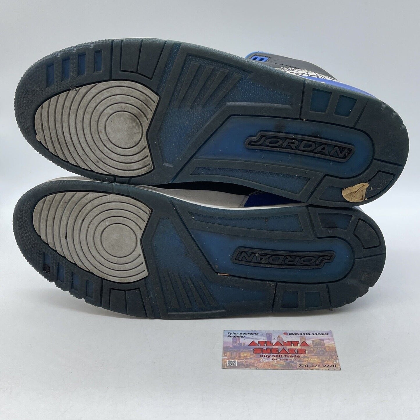 Size 12 - Air Jordan 3 Retro Sport Blue White Black Leather Grey (136064-007)
