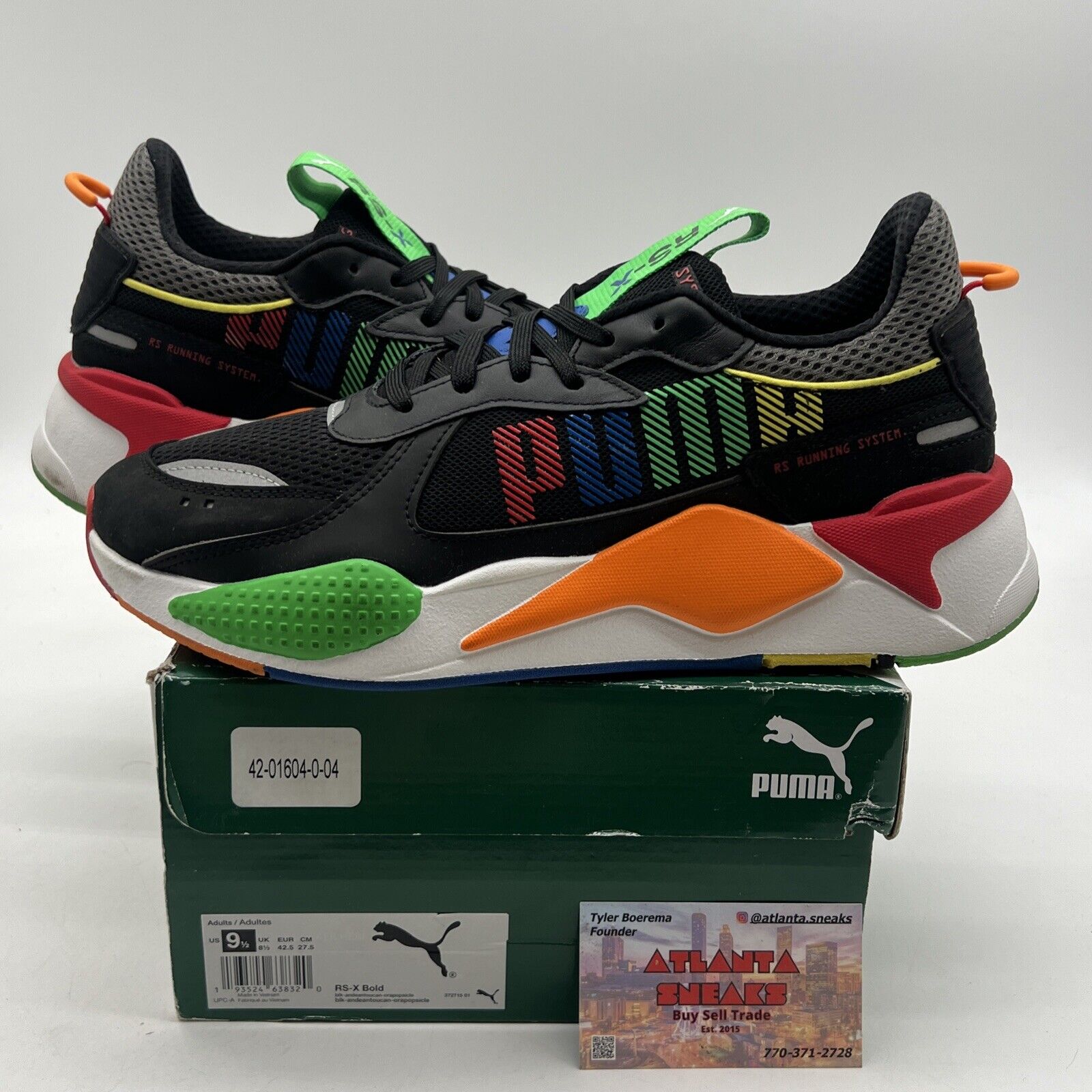 Size 9.5 -  RS-X Bold Black Andean Toucan Orange