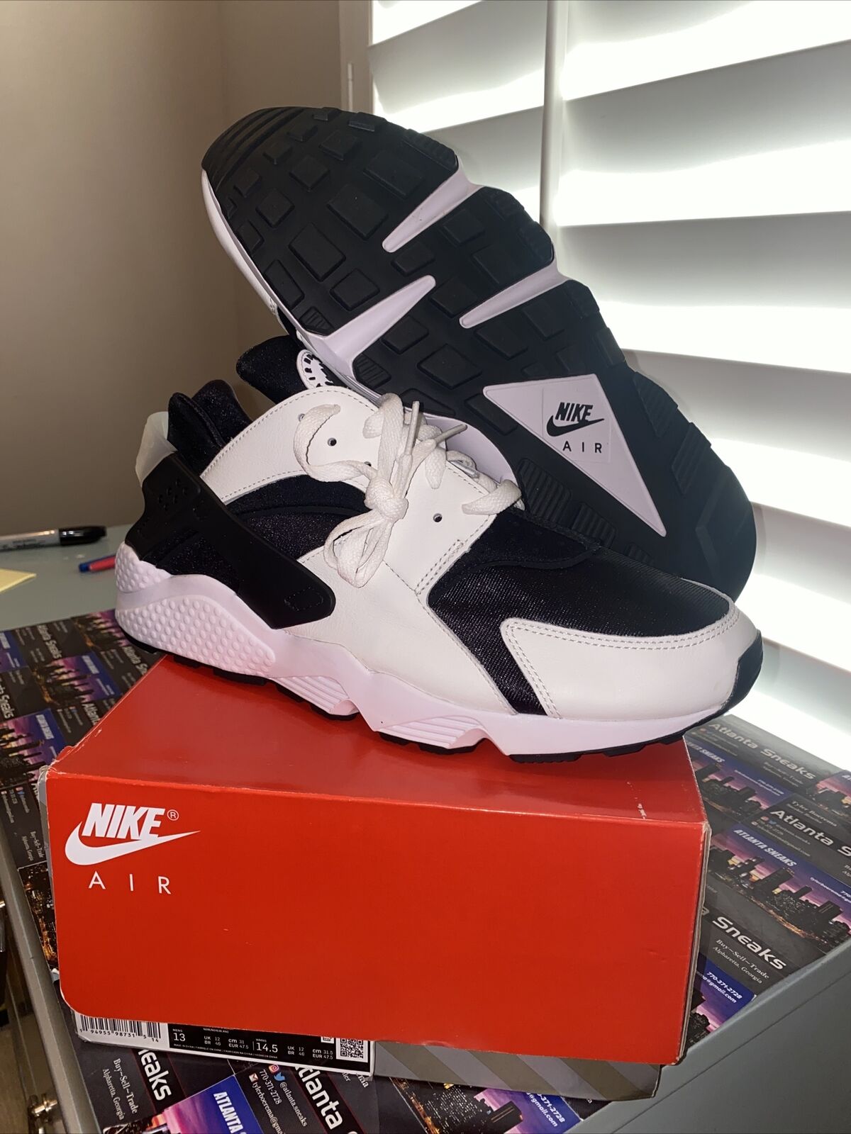 Size 13  Nike Air Huarache OG Black White