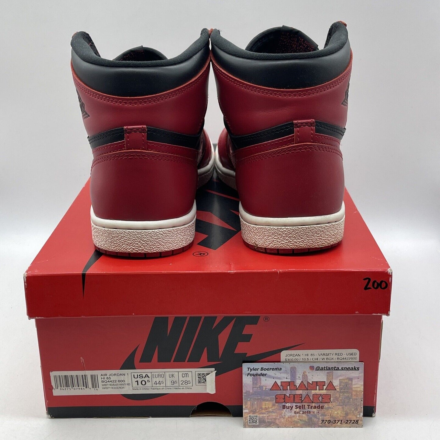 Size 10.5 - Jordan 1 Retro High 85 Varsity Red Black White Leather (BQ4422-600)