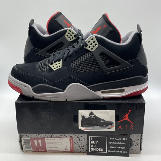 Size 11 - Jordan 4 Retro bred Black Red Suede (308497-089)