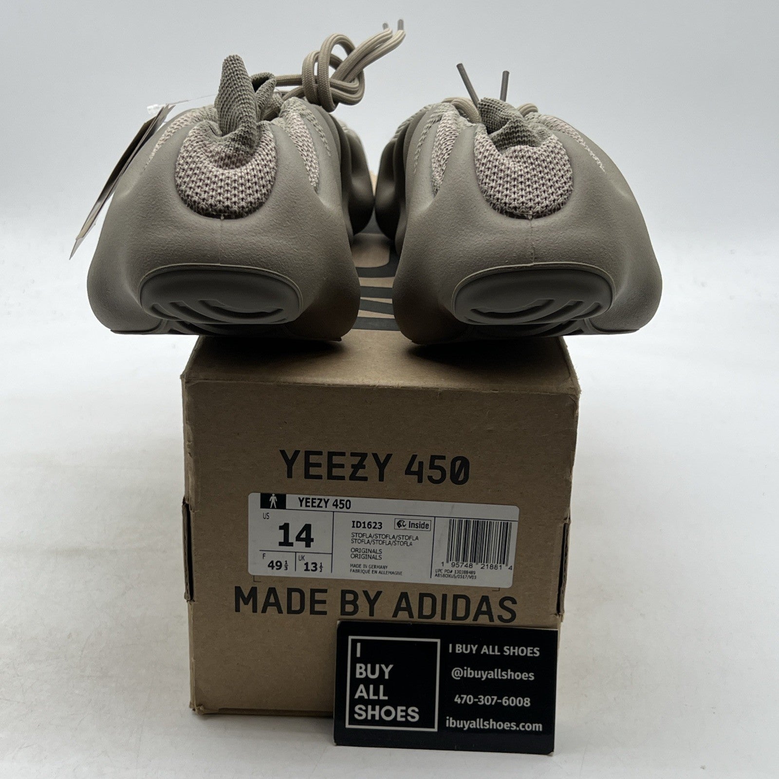 Size 14 - Adidas Yeezy 450 Stone Flax Brown Suede (ID1623)