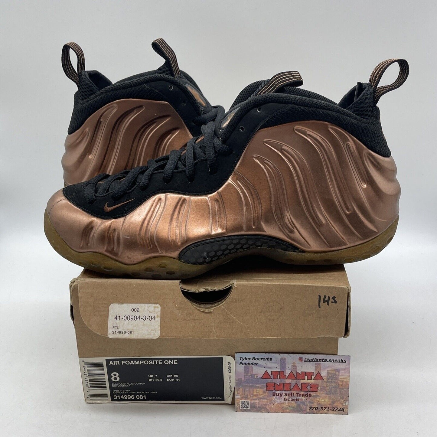 Size 8 - Nike Air Foamposite One Dirty Copper Leather Black Suede (314996-081)