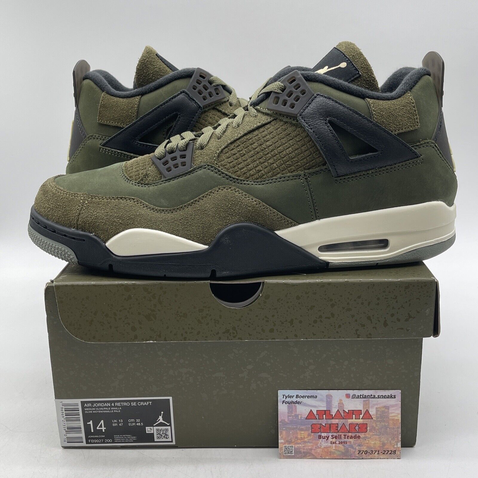 Size 14 - Jordan 4 SE Retro Low Craft - Olive Black Black Suede (FB9927-200)