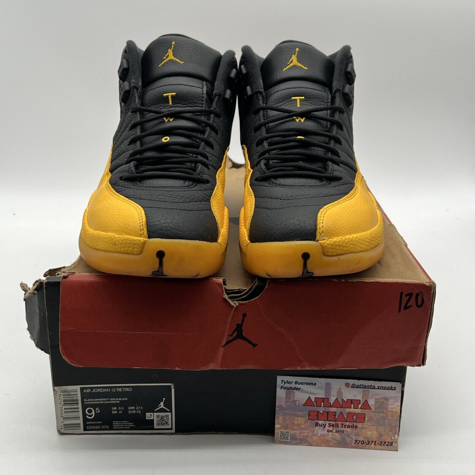 Size 9.5 - Jordan 12 Retro University Gold 2020 Black Yellow Leather 130690-070