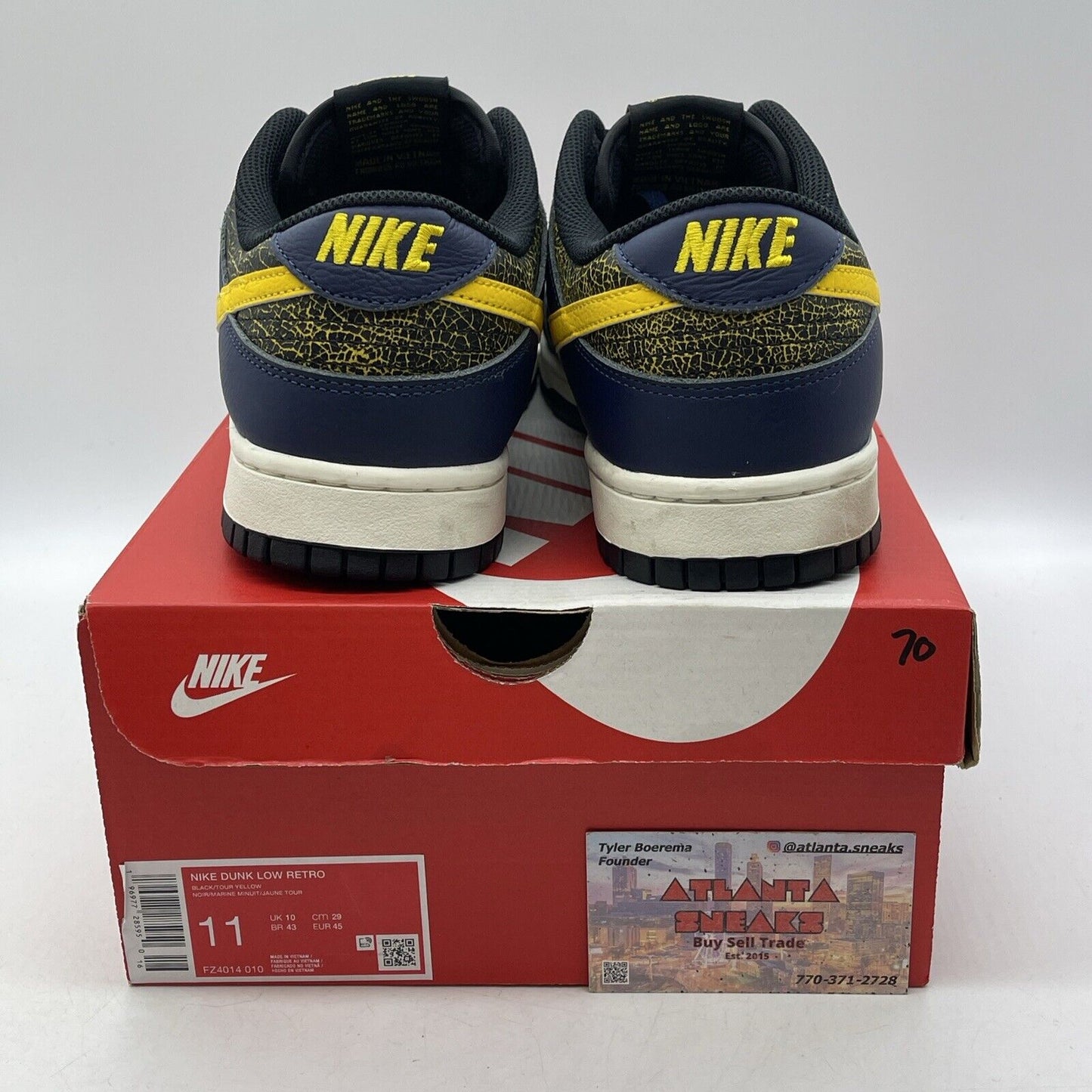 Size 11 - Nike Dunk Low Vintage Michigan Black Blue Yellow Leather (FZ4014-010)