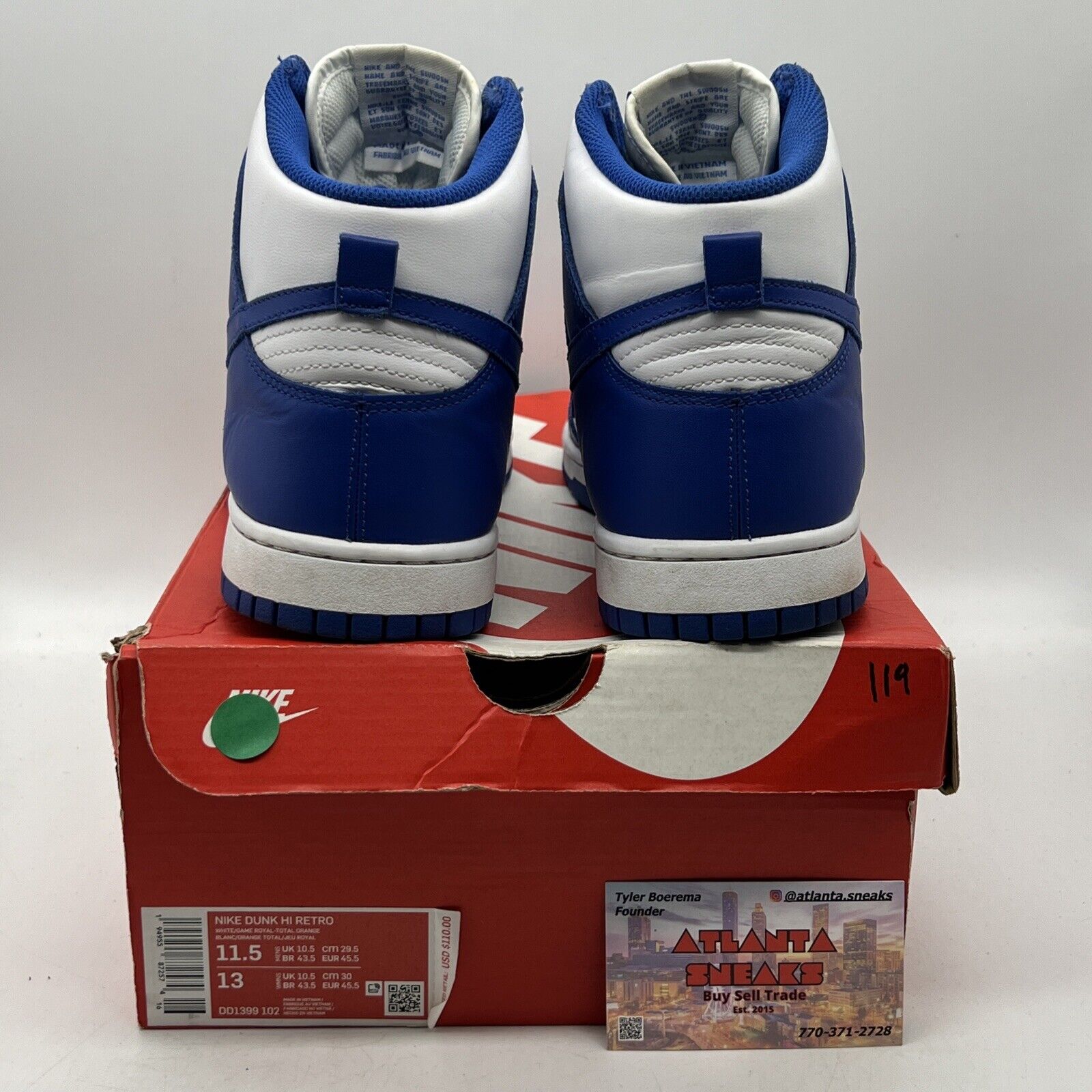 Size 11.5 - Nike Dunk 2021 High Kentucky White Blue Leather (DD1399-102)