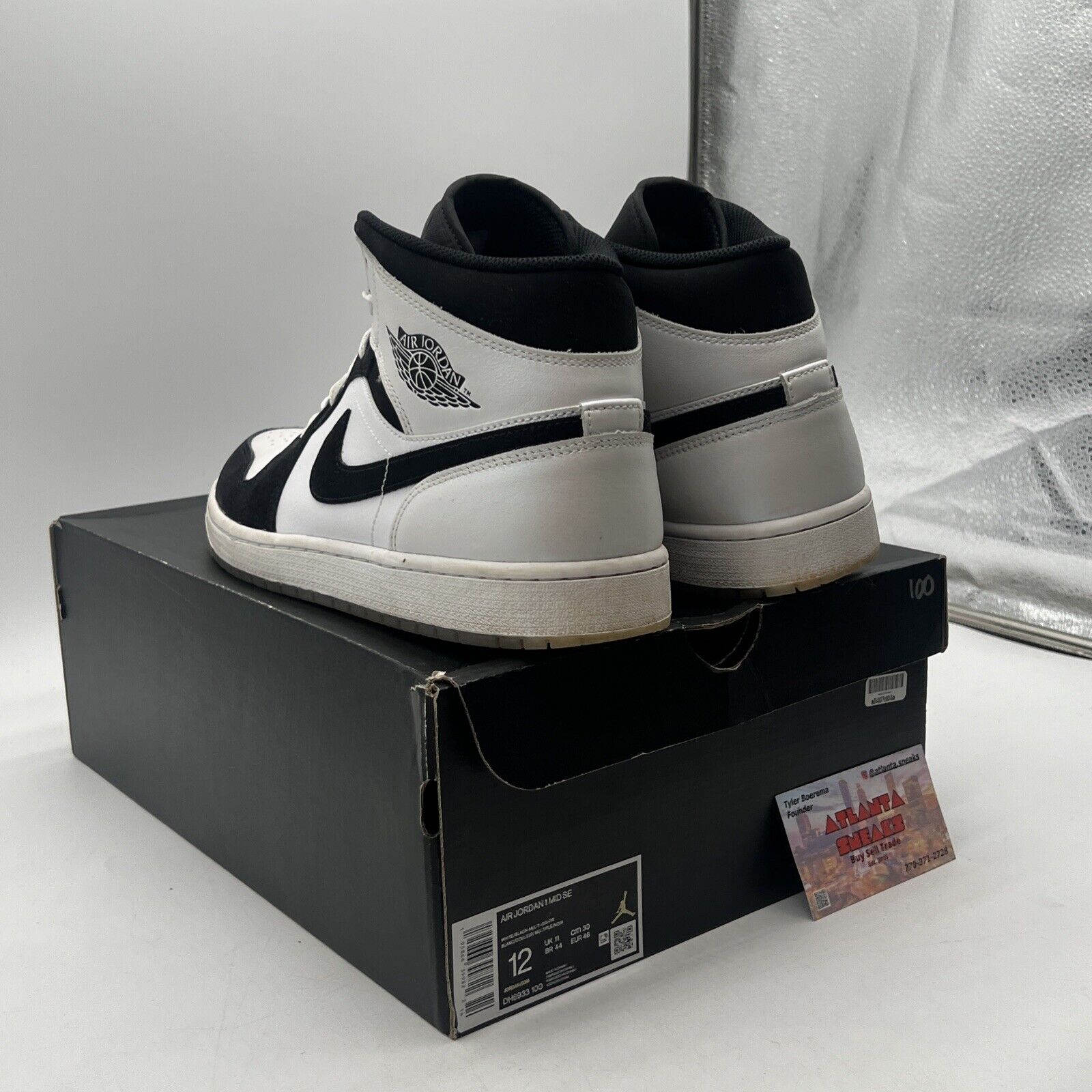 Size 12 - Jordan 1 Mid SE Diamond White Black Suede Leather (DH6933-100)