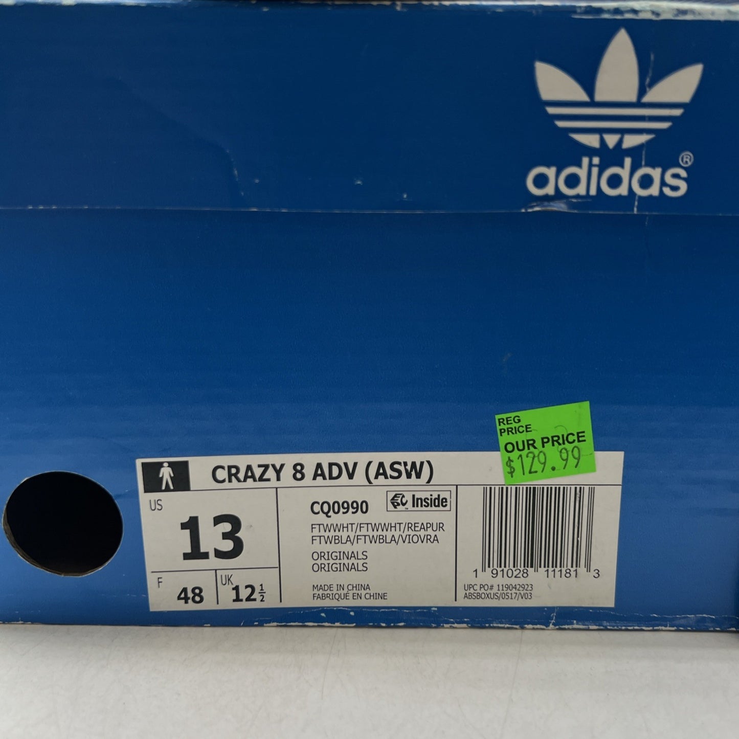 Size 13 - Adidas Crazy 8 ADV White (CQ0990)
