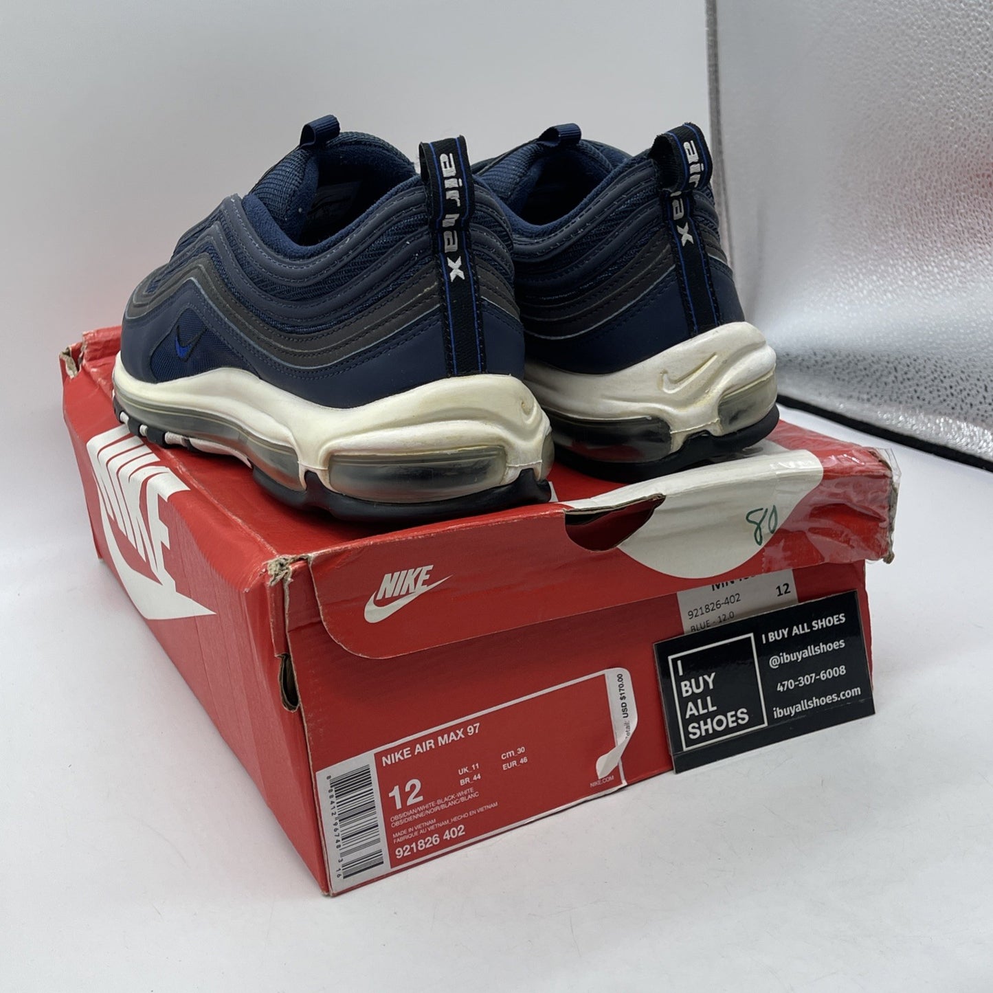 Size 12 - Nike Air Max 97 Obsidian Blue Leather Suede (921826-402)