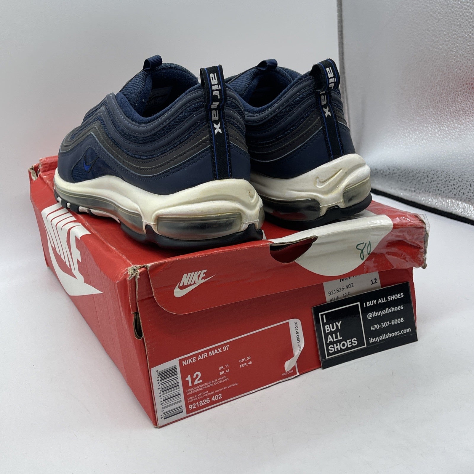 Size 12 - Nike Air Max 97 Obsidian Blue Leather Suede (921826-402)